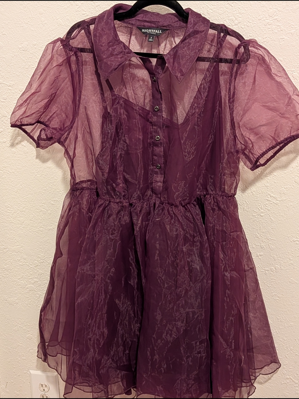 torrid Sheer Plum Organza Button-Up Dress